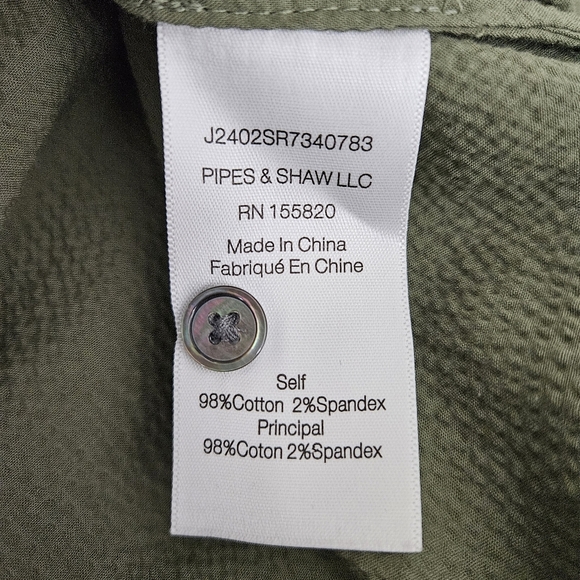 Veronica Beard Almera Shirt Olive Green Short Sleeve Collared Button VNeck Small - Picture 7 of 8